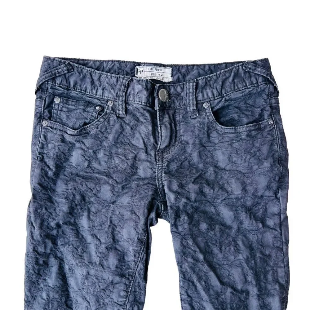Free People Textured Skinny Jeans Black Women's 25‎